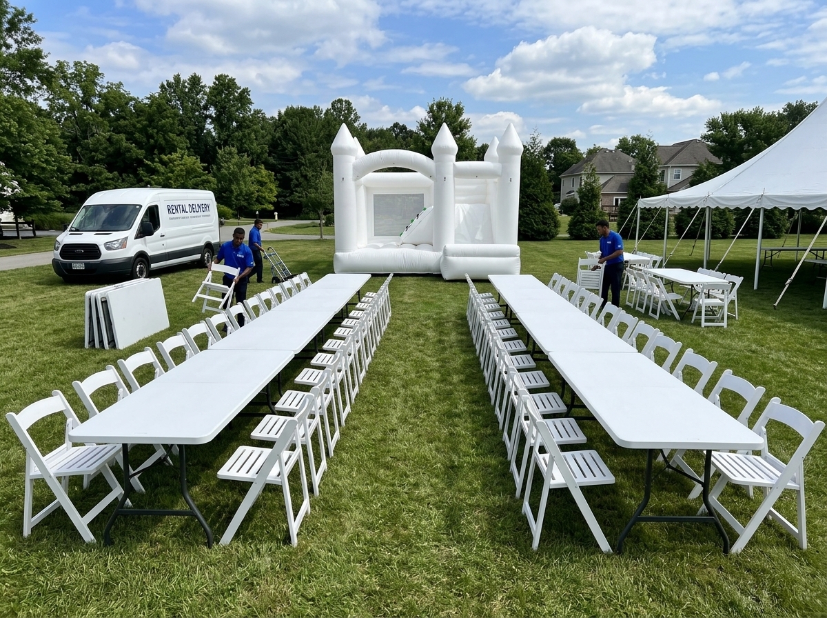 TiMT team setting up event equipment
